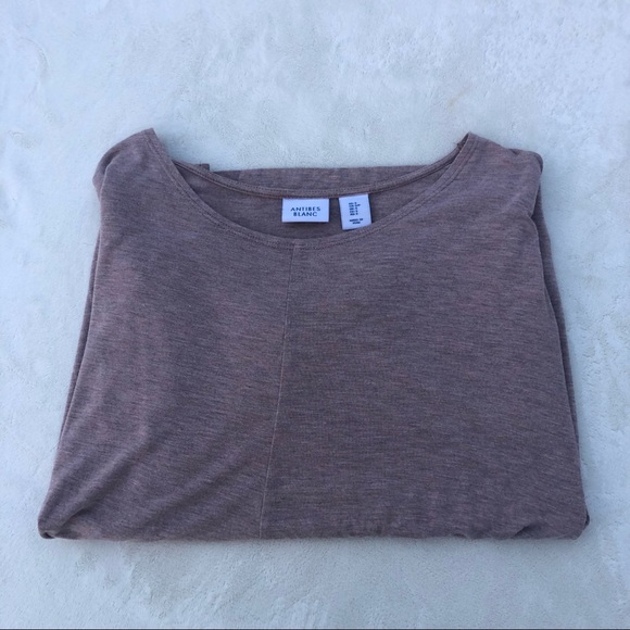 Antibes Blanc Shirt Front Twist Sz. S Plum Beige Athlesuire - Picture 9 of 9